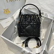 Dior Mini Caro Bucket Bag In Macrocannage Lambskin Black - 3