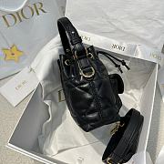 Dior Mini Caro Bucket Bag In Macrocannage Lambskin Black - 2
