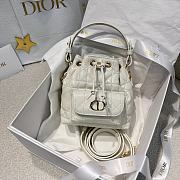 Dior Mini Caro Bucket Bag In Macrocannage Lambskin White - 1