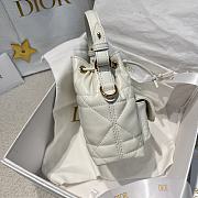 Dior Mini Caro Bucket Bag In Macrocannage Lambskin White - 4