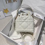 Dior Mini Caro Bucket Bag In Macrocannage Lambskin White - 2