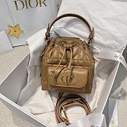 Dior Mini Caro Bucket Bag In Macrocannage Lambskin Brown - 1