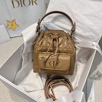 Dior Mini Caro Bucket Bag In Macrocannage Lambskin Brown