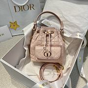Dior Mini Caro Bucket Bag In Macrocannage Lambskin Pink - 1