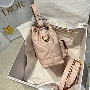 Dior Mini Caro Bucket Bag In Macrocannage Lambskin Pink - 2