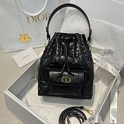Dior Small Caro Bucket Bag In Macrocannage Lambskin Black - 1