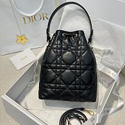 Dior Small Caro Bucket Bag In Macrocannage Lambskin Black - 4