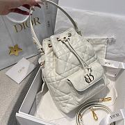 Dior Small Caro Bucket Bag In Macrocannage Lambskin White - 5
