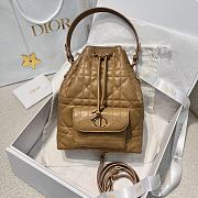 Dior Small Caro Bucket Bag In Macrocannage Lambskin Brown - 1