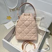 Dior Small Caro Bucket Bag In Macrocannage Lambskin Pink - 2