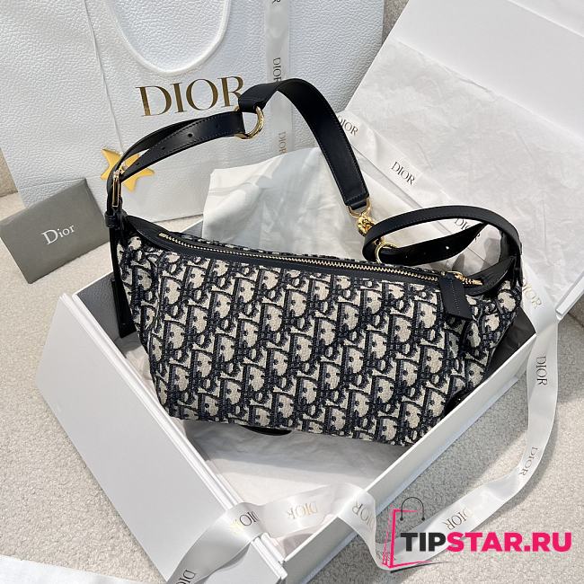 Dior Small D-Journey Bag Blue Oblique Jacquard - 1