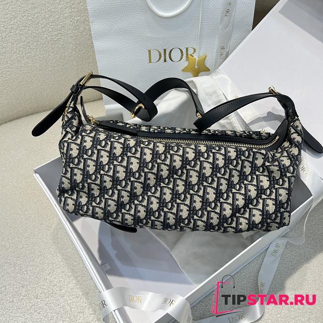 Dior Medium D-Journey Bag Blue Oblique Jacquard - 1
