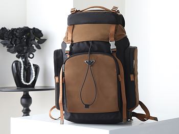 Prada Men's Re-Nylon And Leather Backpack Black/Brown