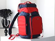 Prada Men's Re-Nylon And Leather Backpack Dark Blue/Red - 5