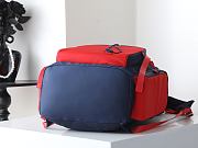 Prada Men's Re-Nylon And Leather Backpack Dark Blue/Red - 4