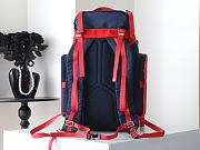Prada Men's Re-Nylon And Leather Backpack Dark Blue/Red - 3