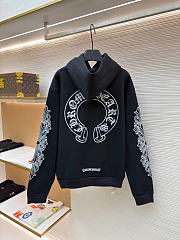 Chrome Hearts Horseshoe Logo Pullover Hoodie Black - 6