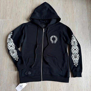 Chrome Hearts Cross Sleeve Zip-up Hoodie Black