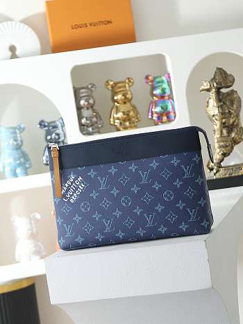 Louis Vuitton Pochette Voyage Souple Monogram Shadow Navy Blue