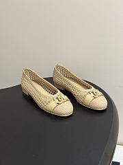 Chanel Woven Ballet Flats with Raffia Grass In Beige - 1