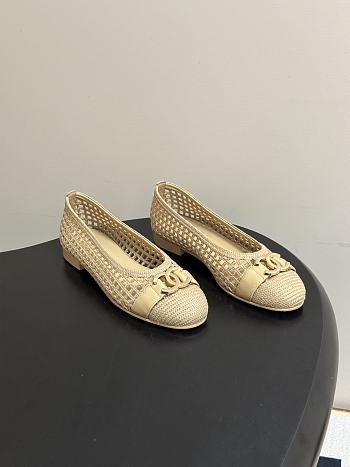 Chanel Woven Ballet Flats with Raffia Grass In Beige