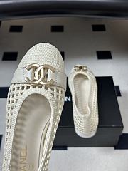 Chanel Woven Ballet Flats with Raffia Grass Off-White - 3