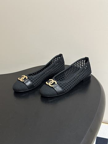 Chanel Woven Ballet Flats with Raffia Grass In Black