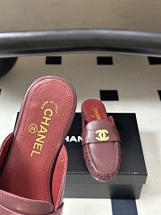 Chanel Crumpled Lambskin CC Mules In Burgundy - 6