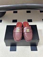 Chanel Crumpled Lambskin CC Mules In Burgundy - 4