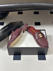 Chanel Crumpled Lambskin CC Mules In Burgundy - 5