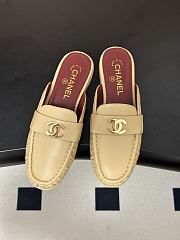 Chanel Crumpled Lambskin CC Mules In Beige - 2