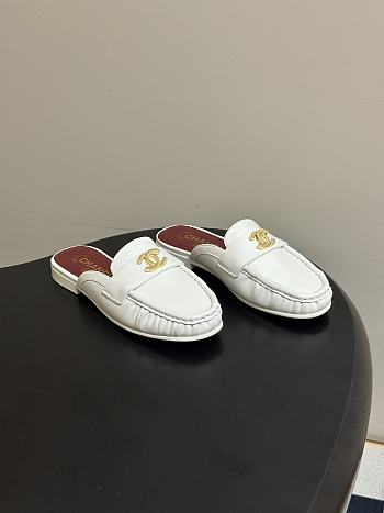 Chanel Crumpled Lambskin CC Mules In White
