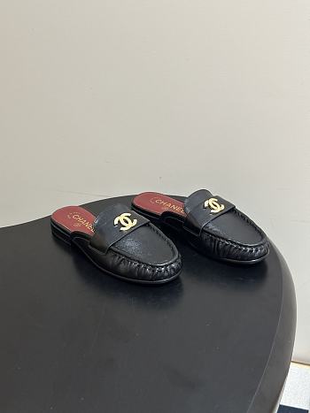 Chanel Crumpled Lambskin CC Mules In Black