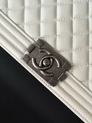 Chanel Boy Medium Quilted Leather Flap Bag In White - 6