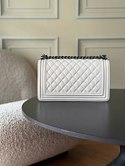 Chanel Boy Medium Quilted Leather Flap Bag In White - 3
