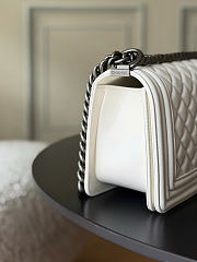 Chanel Boy Medium Quilted Leather Flap Bag In White - 2