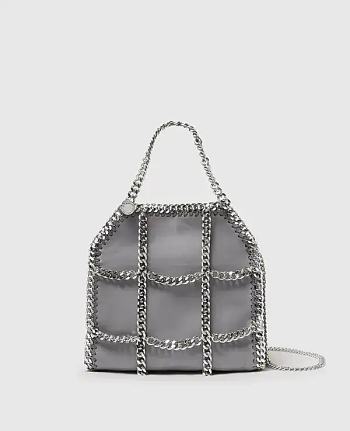Stella McCartney Falabella chain cage mini tote in gray