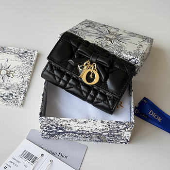 Dior Lady Dior Glycine Wallet Black Lambskin