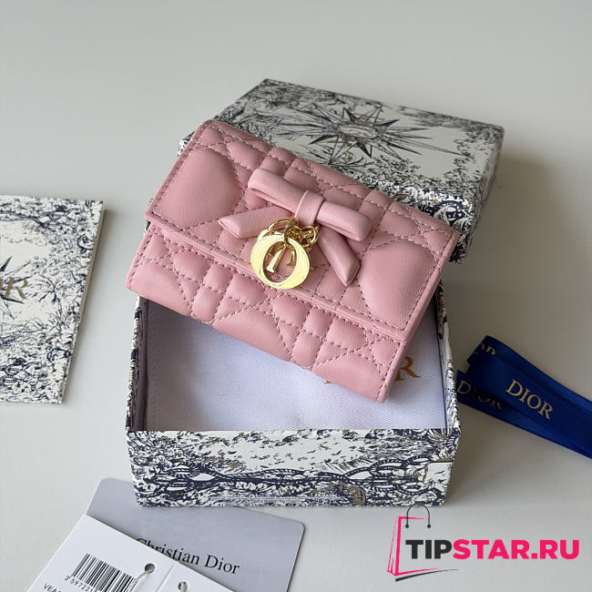 Dior Lady Dior Glycine Wallet Pink Lambskin - 1