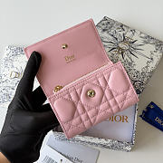 Dior Lady Dior Glycine Wallet Pink Lambskin - 3
