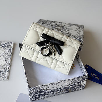 Dior Lady Dior Glycine Wallet Latte and Black Cannage Lambskin