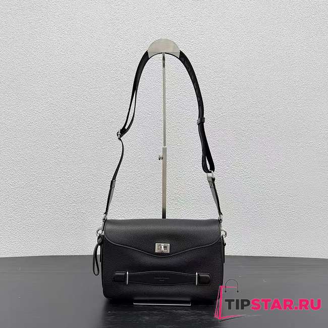 Balenciaga Le 7 Cube Messenger Bag Small in black grained calfskin - 1