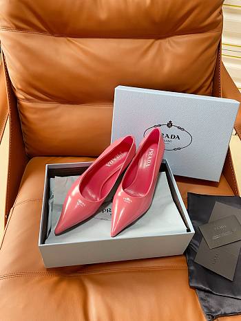 Prada Retro Triangle Logo Pointed-Toe Heels Pink