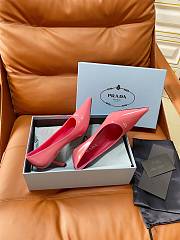 Prada Retro Triangle Logo Pointed-Toe Heels Pink - 4