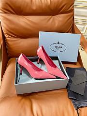 Prada Retro Triangle Logo Pointed-Toe Heels Pink - 5