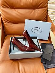 Prada Retro Triangle Logo Pointed-Toe Heels Burgundy - 4