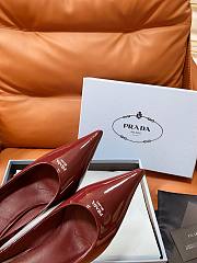 Prada Retro Triangle Logo Pointed-Toe Heels Burgundy - 3