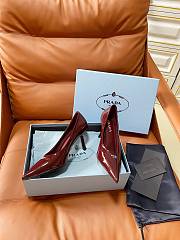 Prada Retro Triangle Logo Pointed-Toe Heels Burgundy - 2