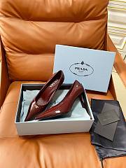 Prada Retro Triangle Logo Pointed-Toe Heels Burgundy - 5