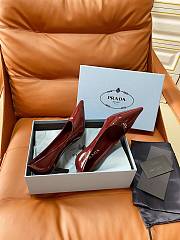Prada Retro Triangle Logo Pointed-Toe Heels Burgundy - 6